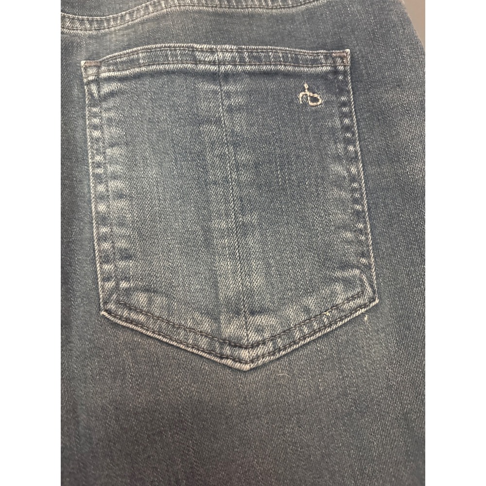Rag Bone High Rise Ankle Skinny Jeans Dark‎ Wash Distressed Knee Raw Hem Size 28 - Picture 5 of 7